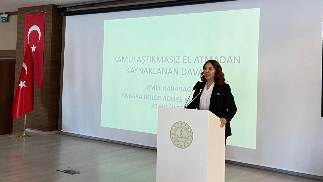 İl Hukuk Hizmetleri Birim Yetkilileri Muhakemat ve Danışmanlık Hizmetleri Semineri'nde Türkiye Adalet Akademisi Öğretim Görevlisi Emel KARABAĞ Sunum Yaptı.